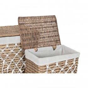 Cesto per i Panni Sporchi Home ESPRIT Bianco Naturale vimini Shabby Chic 47 x 35 x 55 cm 5 Pezzi