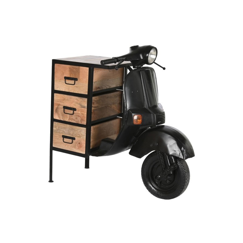 Cassettiera Home ESPRIT Marrone Nero Ferro Legno di mango Moto Loft Consumato 100 x 68 x 105 cm