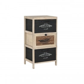 Cassettiera Home ESPRIT Nero Naturale Legno 40 x 30 x 73,5 cm