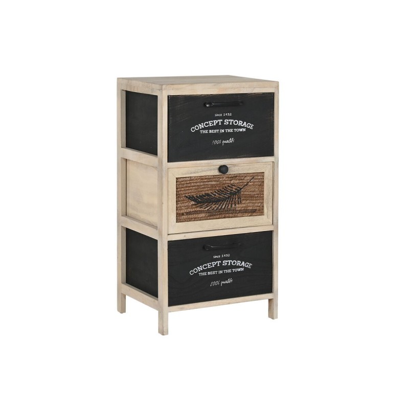 Cassettiera Home ESPRIT Nero Naturale Legno 40 x 30 x 73,5 cm