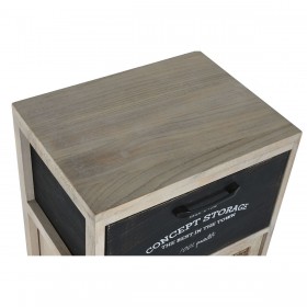 Cassettiera Home ESPRIT Nero Naturale Legno 40 x 30 x 73,5 cm