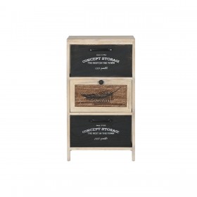 Cassettiera Home ESPRIT Nero Naturale Legno 40 x 30 x 73,5 cm