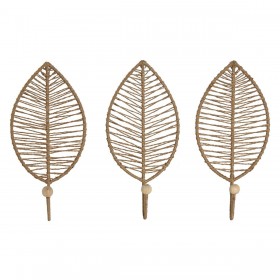 Appendiabiti da parete Home ESPRIT Naturale Juta Metallo 12 x 4 x 26 cm