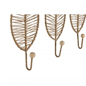Appendiabiti da parete Home ESPRIT Naturale Juta Metallo 12 x 4 x 26 cm