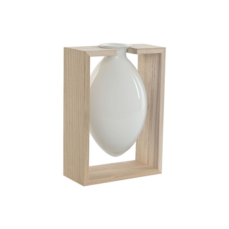 Vaso Home ESPRIT Bianco Naturale Legno Cristallo 17 x 12 x 25 cm