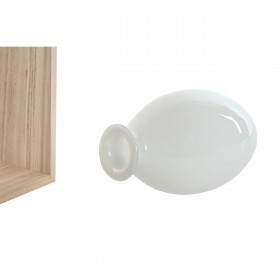 Vaso Home ESPRIT Bianco Naturale Legno Cristallo 17 x 12 x 25 cm