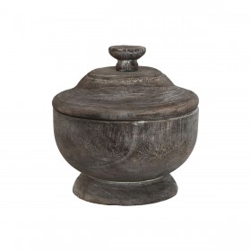 Vaso Home ESPRIT Grigio scuro Legno di paulownia 20 x 20 x 20 cm