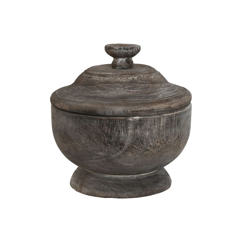 Vaso Home ESPRIT Grigio scuro Legno di paulownia 20 x 20 x 20 cm