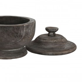 Vaso Home ESPRIT Grigio scuro Legno di paulownia 20 x 20 x 20 cm