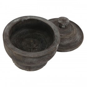 Vaso Home ESPRIT Grigio scuro Legno di paulownia 20 x 20 x 20 cm
