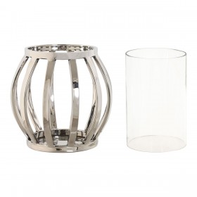Portacandele Home ESPRIT Argentato Cristallo Acciaio 14 x 14 x 14 cm