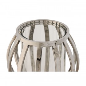 Portacandele Home ESPRIT Argentato Cristallo Acciaio 14 x 14 x 14 cm