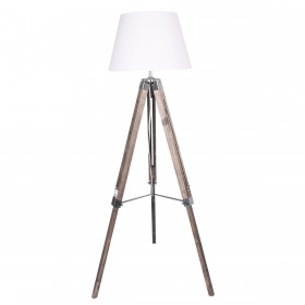 Lampada da Terra Home ESPRIT Bianco Marrone Legno 40 x 40 x 150 cm