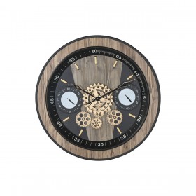 Orologio da Parete Home ESPRIT Nero Naturale Cristallo Ferro 60 x 8 x 60 cm