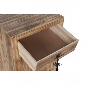 Comodino Home ESPRIT Nero Naturale Legno di abete Legno MDF 45 x 34 x 66 cm