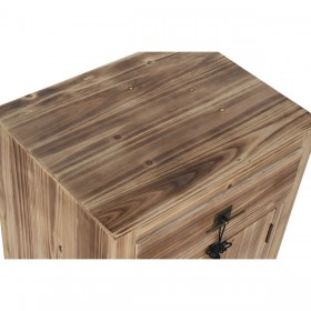 Comodino Home ESPRIT Nero Naturale Legno di abete Legno MDF 45 x 34 x 66 cm