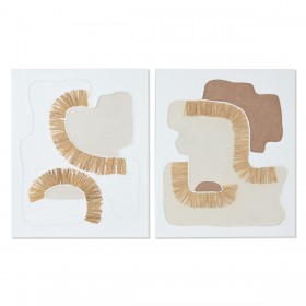 Tela Home ESPRIT Bianco Naturale Boho 80 x 4 x 100 cm (2 Unità)