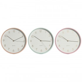 Orologio da Parete Home ESPRIT Corallo Menta Lilla PVC 25,5 x 4,3 x 25,5 cm (3 Unità)