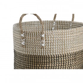 Set di Cestini Home ESPRIT Bianco Nero Naturale 44 x 44 x 49 cm (2 Pezzi)