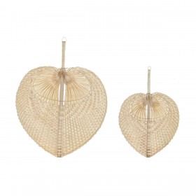 Decorazione da Parete Home ESPRIT Marrone Chiaro Naturale Ventaglio Tropicale (4 Pezzi)