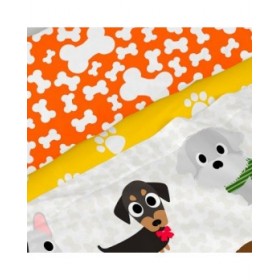 Set di Lenzuola HappyFriday Mr Fox Dogs Multicolore Singolo 2 Pezzi
