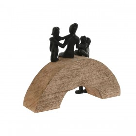 Statua Decorativa Home ESPRIT Marrone Nero Famiglia 26,5 x 9 x 20 cm