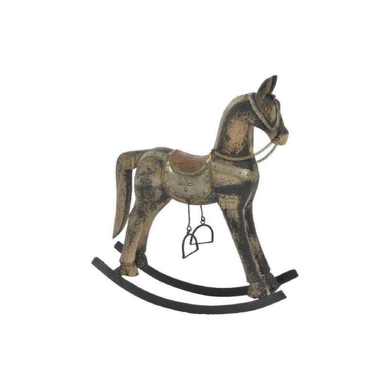 Statua Decorativa Home ESPRIT Marrone Nero Grigio Naturale Cavallo 41 x 12 x 49 cm
