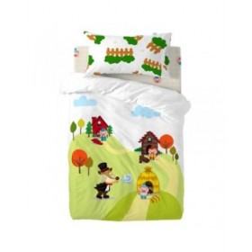 Set di copripiumino HappyFriday Mr Fox Piggys  Multicolore Culla Neonato 2 Pezzi