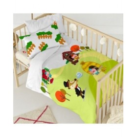 Set di copripiumino HappyFriday Mr Fox Piggys  Multicolore Culla Neonato 2 Pezzi
