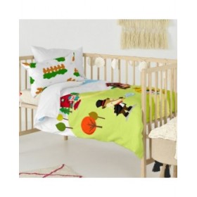 Set di copripiumino HappyFriday Mr Fox Piggys  Multicolore Culla Neonato 2 Pezzi