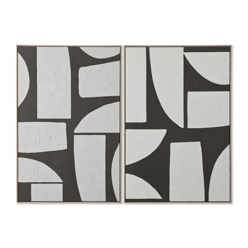 Quadro Home ESPRIT Bianco Verde Beige Grigio scuro polistirene Tela Astratto Città (2 Unità)
