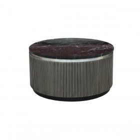 Tavolino da Caffè Home ESPRIT Argentato Ottone Marmo 98 x 98 x 48 cm