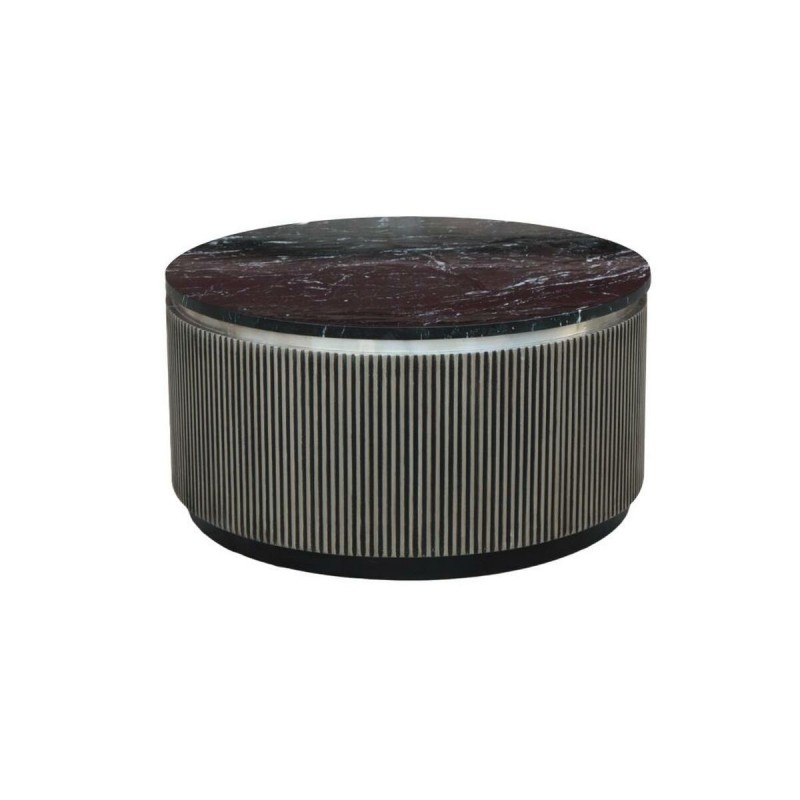 Tavolino da Caffè Home ESPRIT Argentato Ottone Marmo 98 x 98 x 48 cm