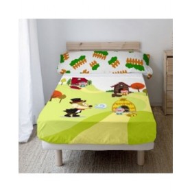Set di Lenzuola HappyFriday Mr Fox Piggys Multicolore Singolo 2 Pezzi