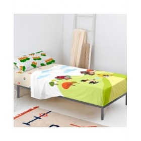Set di Lenzuola HappyFriday Mr Fox Piggys Multicolore Singolo 2 Pezzi
