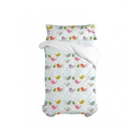 Set di copripiumino HappyFriday Mr Fox Little birds Multicolore Singolo 2 Pezzi