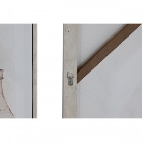 Quadro Home ESPRIT Beige Dorato polistirene Tela Vaso Scandinavo 82,5 x 3,5 x 82,5 cm (2 Unità)