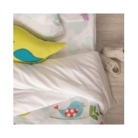Set di copripiumino HappyFriday Mr Fox Little birds Multicolore Singolo 2 Pezzi