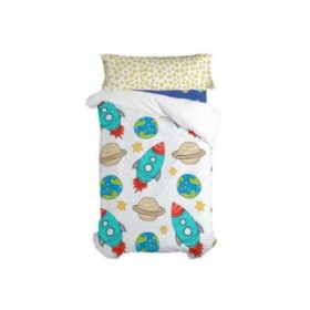 Set di copripiumino HappyFriday Mr Fox Space rocket Multicolore Singolo 2 Pezzi