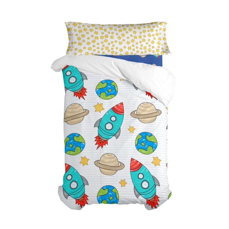 Set di copripiumino HappyFriday Mr Fox Space rocket Multicolore Singolo 2 Pezzi