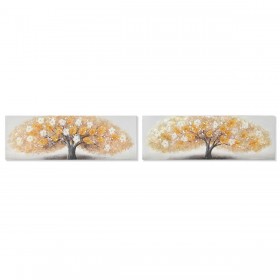 Quadro Home ESPRIT Dorato Tela Legno MDF Albero Tradizionale 90 x 3 x 30 cm (2 Unità)