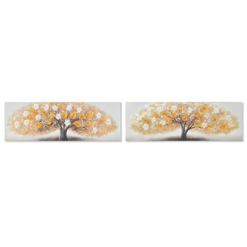 Quadro Home ESPRIT Dorato Tela Legno MDF Albero Tradizionale 90 x 3 x 30 cm (2 Unità)