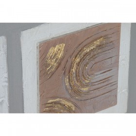 Quadro Home ESPRIT Marrone Beige polistirene Tela A quadri Città 82 x 5 x 82 cm (2 Unità)