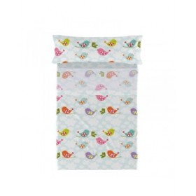Set di Lenzuola HappyFriday Mr Fox Little Birds Multicolore Singolo 2 Pezzi