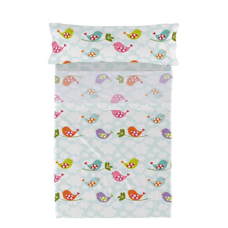 Set di Lenzuola HappyFriday Mr Fox Little Birds Multicolore Singolo 2 Pezzi