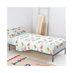 Set di Lenzuola HappyFriday Mr Fox Little Birds Multicolore Singolo 2 Pezzi