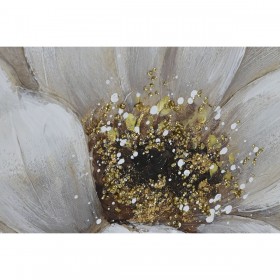 Quadro Home ESPRIT Bianco Tela Legno MDF Fiore Romantico 80 x 3 x 80 cm (2 Unità)
