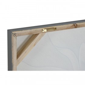 Quadro Home ESPRIT Bianco Tela Legno MDF Fiore Romantico 80 x 3 x 80 cm (2 Unità)