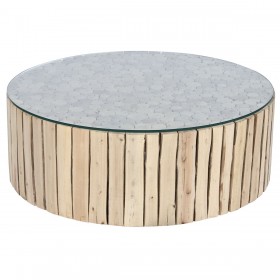 Tavolino da Caffè Home ESPRIT Naturale Cristallo Legno di eucalipto 90 x 90 x 30 cm