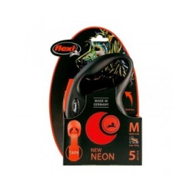 Guinzaglio per Cani Flexi NEW NEON 5 m Arancio Taglia M